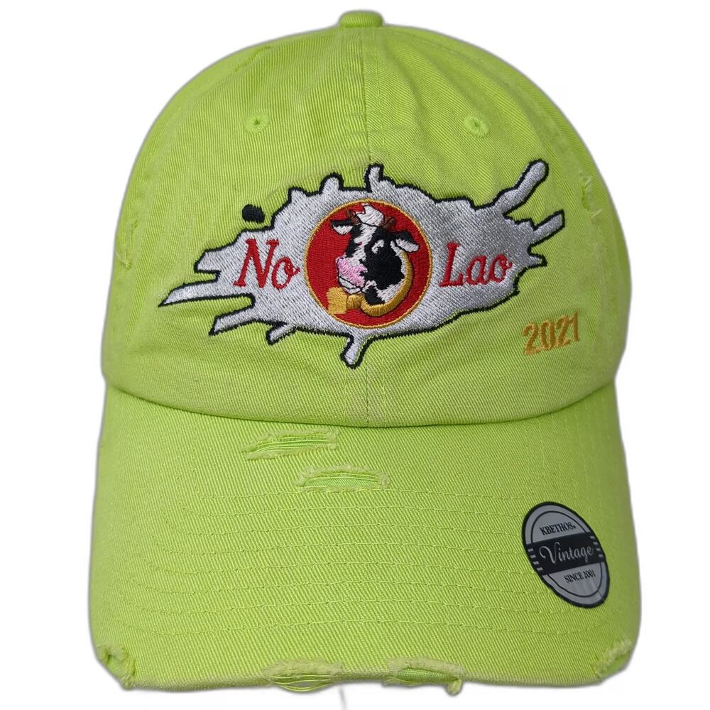 KBETHOS Baseball Cap Green One Size No Lao Cow 2021 Distressed Slideback Hat